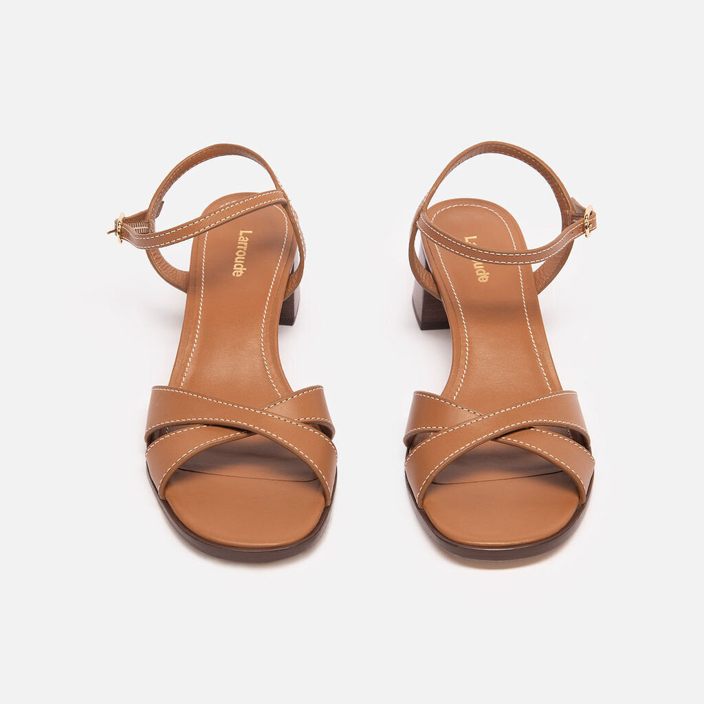 Larroude Brown Leather Heeled Sandals