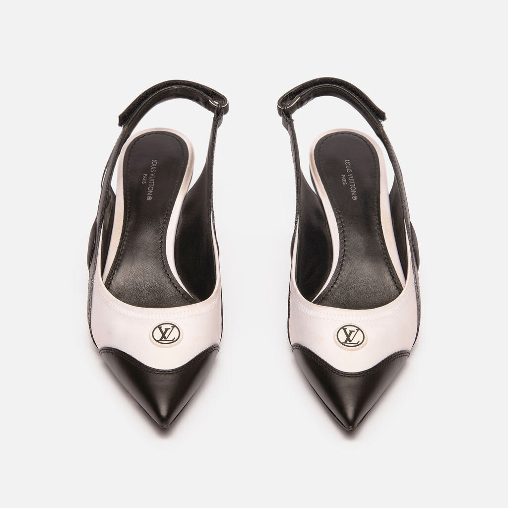 Louis Vuitton Louis Vuiton Black & White Slingback Shoe