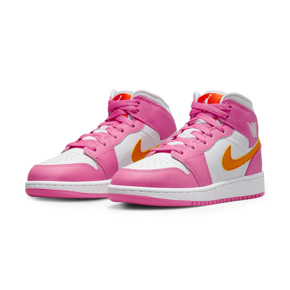 Air Jordan 1 Mid Pinksickle Safety Orange (GS) Sneakers - Pink