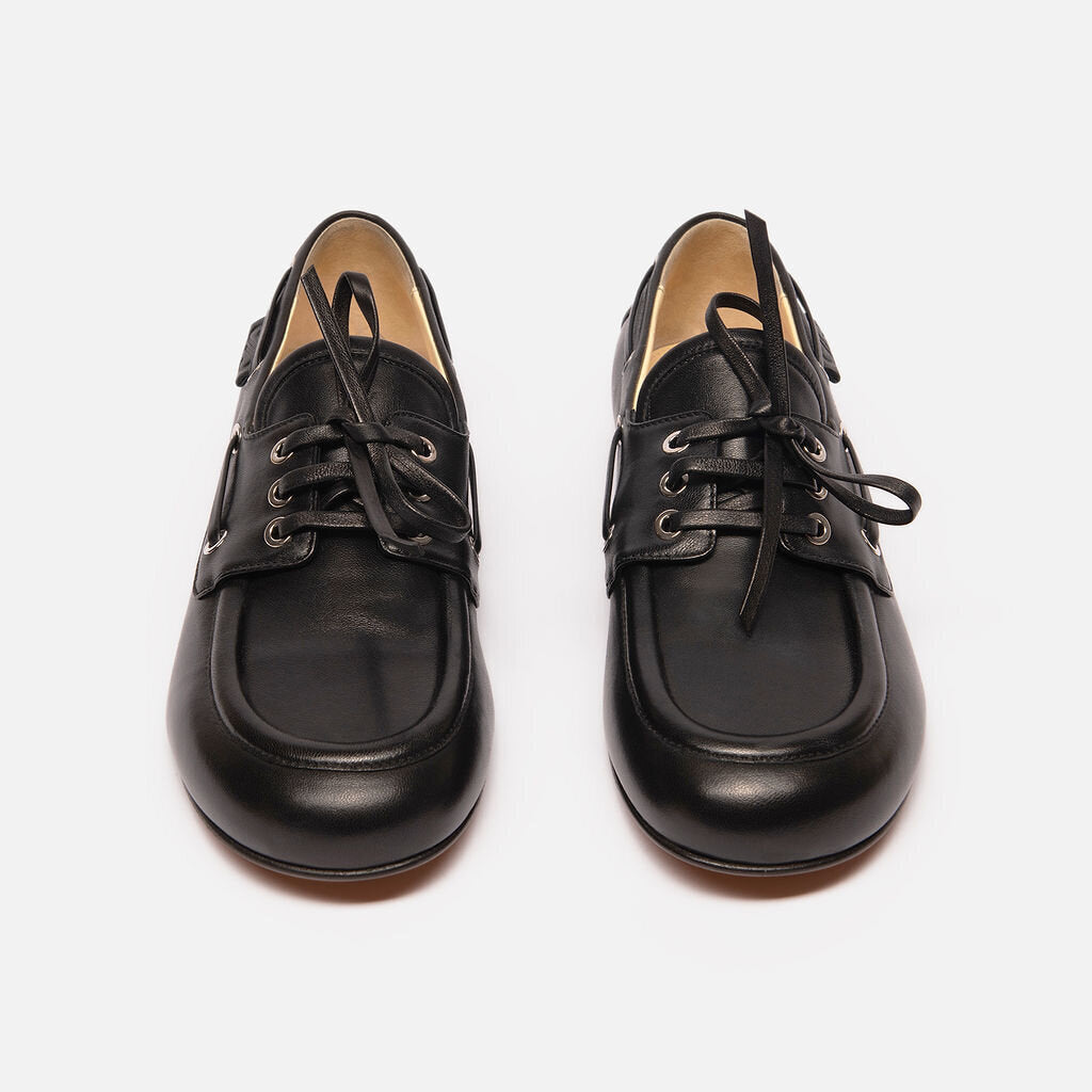 Proenza Schouler Black Leather Boat Shoes
