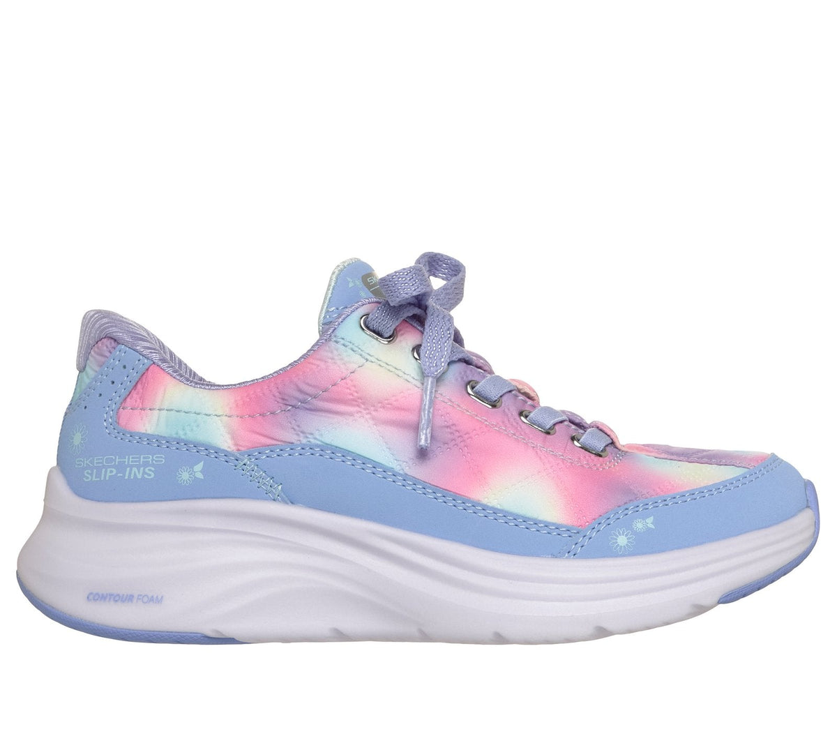 Skechers Slip-ins: Contour Foam - Cozy Fit Rainbow Active, LIGHT BLUE / MULTI