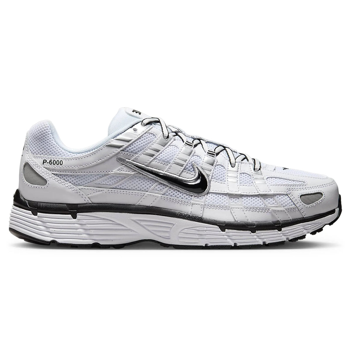 Nike P-6000 White Metallic Silver Black Sneakers
