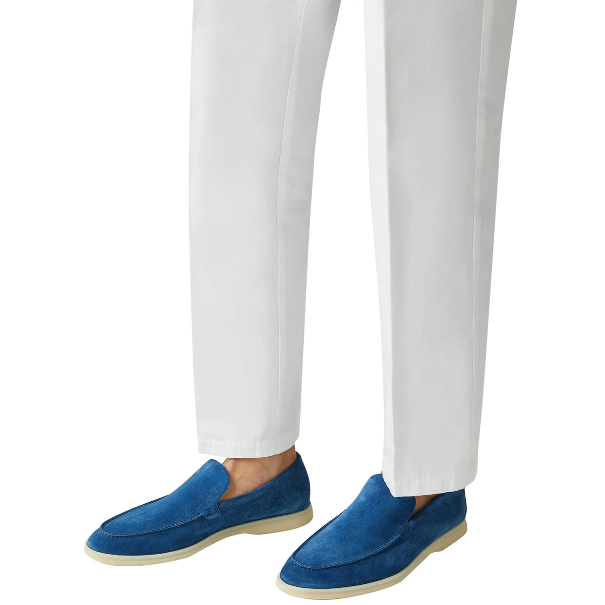 Loro Piana Summer Walk Suede Cobalt Ink Loafers - Blue
