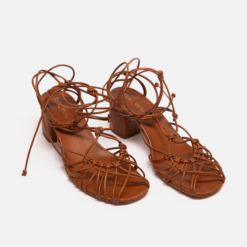 forte_forte Brown Tubular Sandal Multi Strap