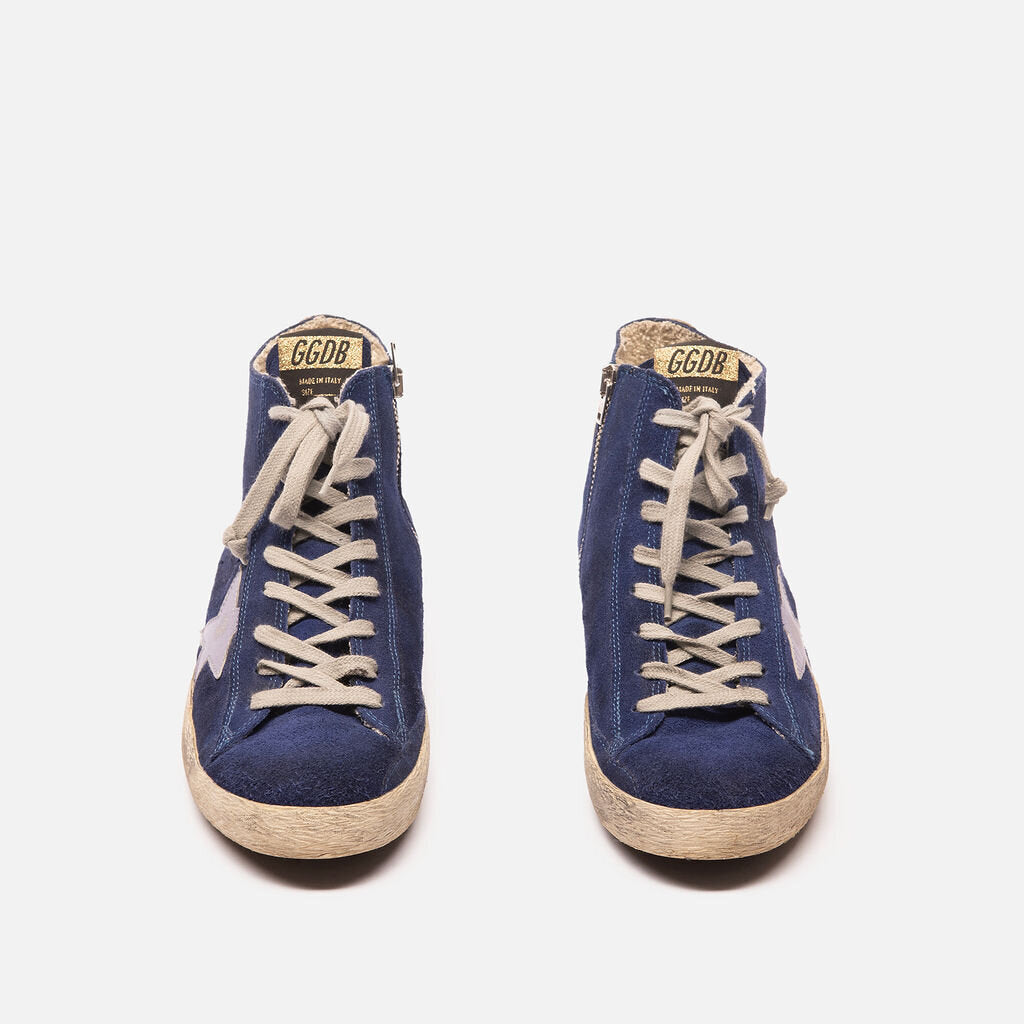 Golden Goose Blue Suede High-Top Sneaker