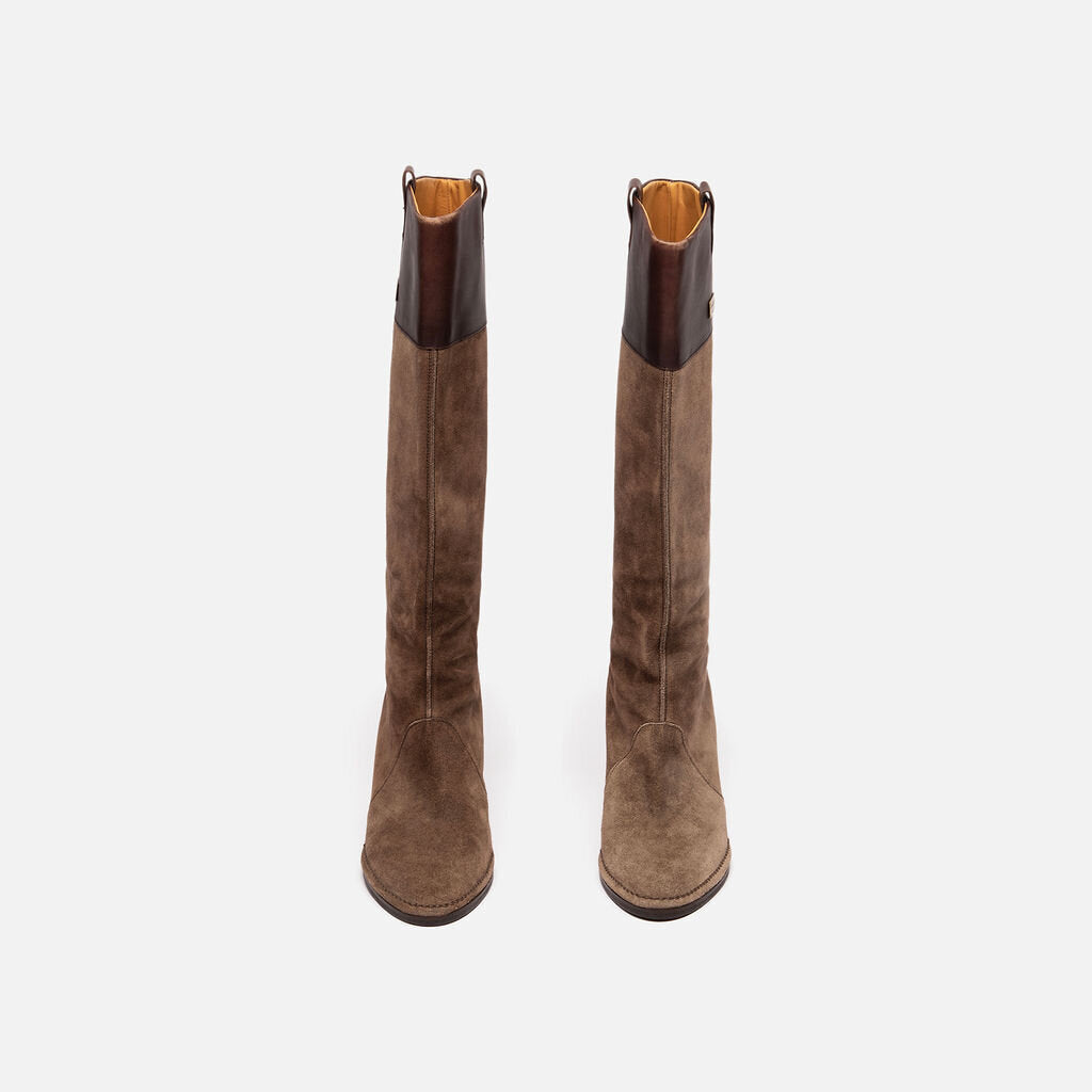 Salvatore Ferragamo Brown Suede Tall Wedge Boot