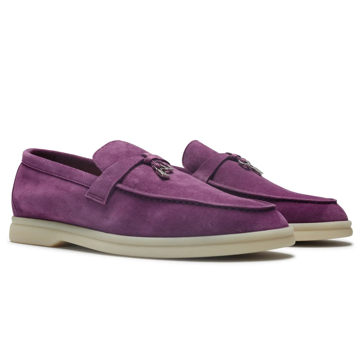 Loro Piana Summer Charms Suede Purple Daisy Loafers