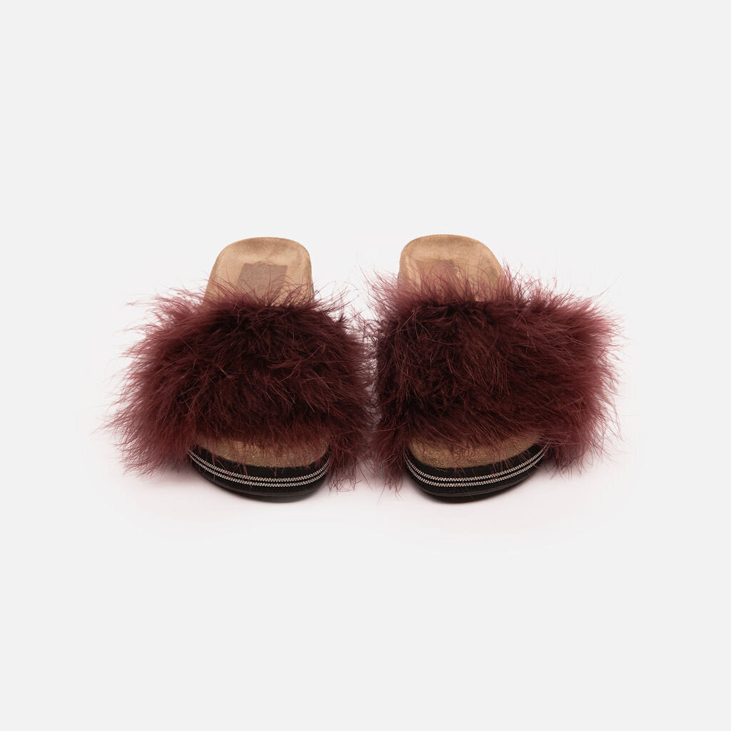 Brunello Cucinelli Burgundy Feather Slide